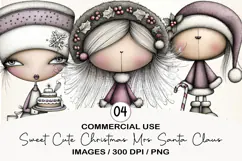 Sweet Cute Christmas Mrs Santa Claus PNG Product Image 1