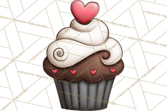 Whimsical Valentine Cupcake Doodle Clipart Cute PNG, Love Product Image 2