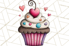 Whimsical Valentine Cupcake Doodle Clipart Cute PNG, Love Product Image 3