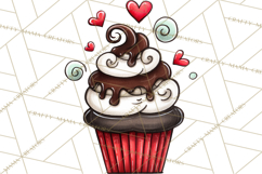 Whimsical Valentine Cupcake Doodle Clipart Cute PNG, Love Product Image 4