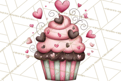Whimsical Valentine Cupcake Doodle Clipart Cute PNG, Love Product Image 2
