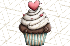 Whimsical Valentine Cupcake Doodle Clipart Cute PNG, Love Product Image 5