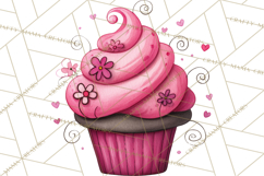 Whimsical Valentine Cupcake Doodle Clipart Cute PNG, Love Product Image 3