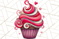 Whimsical Valentine Cupcake Doodle Clipart Cute PNG, Love Product Image 2