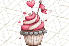 Whimsical Valentine Cupcake Doodle Clipart Cute PNG, Love Product Image 4