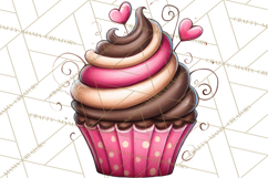 Whimsical Valentine Cupcake Doodle Clipart Cute PNG, Love Product Image 2