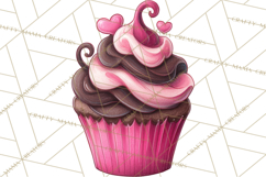 Whimsical Valentine Cupcake Doodle Clipart Cute PNG, Love Product Image 3