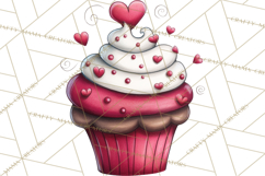 Whimsical Valentine Cupcake Doodle Clipart Cute PNG, Love Product Image 5
