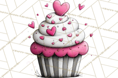 Whimsical Valentine Cupcake Doodle Clipart Cute PNG, Love Product Image 3