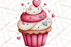 Whimsical Valentine Cupcake Doodle Clipart Cute PNG, Love Product Image 2