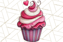 Whimsical Valentine Cupcake Doodle Clipart Cute PNG, Love Product Image 3