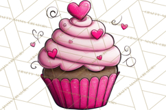 Whimsical Valentine Cupcake Doodle Clipart Cute PNG, Love Product Image 3