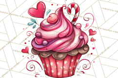 Whimsical Valentine Cupcake Doodle Clipart Cute PNG, Love Product Image 5