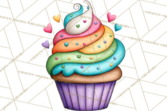 Whimsical Valentine Cupcake Doodle Clipart Cute PNG, Love Product Image 3