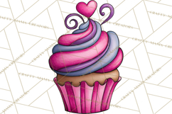 Whimsical Valentine Cupcake Doodle Clipart Cute PNG, Love Product Image 4