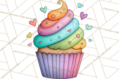 Whimsical Valentine Cupcake Doodle Clipart Cute PNG, Love Product Image 4