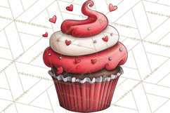 Whimsical Valentine Cupcake Doodle Clipart Cute PNG, Love Product Image 2