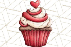 Whimsical Valentine Cupcake Doodle Clipart Cute PNG, Love Product Image 4
