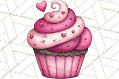 Whimsical Valentine Cupcake Doodle Clipart Cute PNG, Love Product Image 5