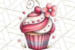 Whimsical Valentine Cupcake Doodle Clipart Cute PNG, Love Product Image 3