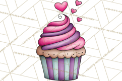 Whimsical Valentine Cupcake Doodle Clipart Cute PNG, Love Product Image 5
