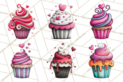Whimsical Valentine Cupcake Doodle Clipart Cute PNG, Love Product Image 2