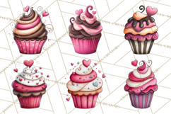Whimsical Valentine Cupcake Doodle Clipart Cute PNG, Love Product Image 6