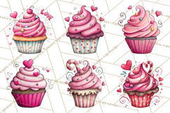Whimsical Valentine Cupcake Doodle Clipart Cute PNG, Love Product Image 7
