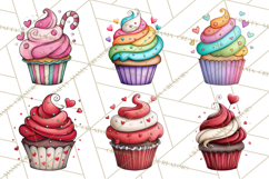 Whimsical Valentine Cupcake Doodle Clipart Cute PNG, Love Product Image 8