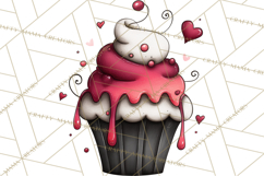 Whimsical Valentine Cupcake Doodle Clipart Cute PNG, Love Product Image 2