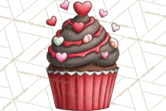 Whimsical Valentine Cupcake Doodle Clipart Cute PNG, Love Product Image 4