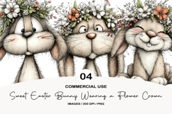 Sweet Easter Bunny Wearing a Flower Crown Product Image 1