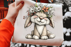 Sweet Easter Bunny Wearing a Flower Crown Product Image 2