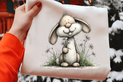 Sweet Easter Bunny with Flowers in Spring Garden Product Image 2