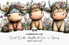 Sweet Easter Highland Cow in Spring Garden Style Product Image 1