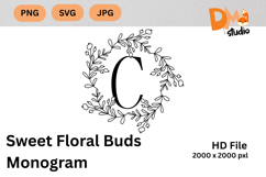 Sweet Floral Buds Monogram Product Image 1