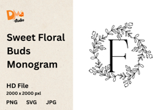 Sweet Floral Buds Monogram Product Image 1