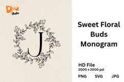 Sweet Floral Buds Monogram Product Image 1