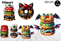 Sweet Halloween Cake, sarcastik watercolor clipart Product Image 1