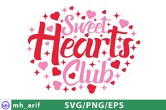 Valentine Sweet Hearts Club SVG PNG T-shirt Design Product Image 2