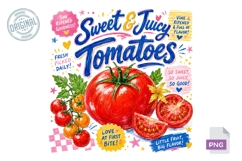 Sweet Juicy Tomatoes Summer Sublimation PNG Design Product Image 1