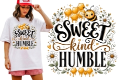 Sweet Kind Humble Cute Bumble Bee Floral Inspirational PNG Product Image 1
