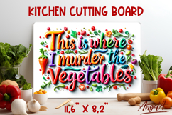 Kitchen glass cutting board sublimation design 3d text PNG Product Image 1