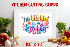 Kitchen 3d text glass cutting board sublimation design PNG Product Image 1