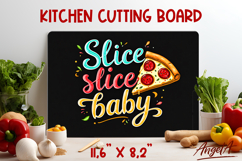 Kitchen glass cutting board sublimation Pizza slice quote Product Image 1
