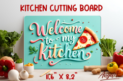 Glass cutting board sublimation Welcome to my kitchen Pizza Product Image 1
