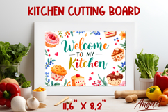 Glass cutting board sublimation Welcome to my kitchen quote Product Image 1