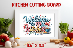 Glass cutting board sublimation Welcome to my kitchen quote Product Image 1
