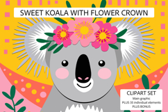 Sweet Koala Flower Crown Clipart Set Product Image 1
