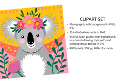 Sweet Koala Flower Crown Clipart Set Product Image 2